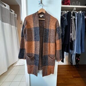 Cotton Emporium Cardigan in Orange and Charcoal